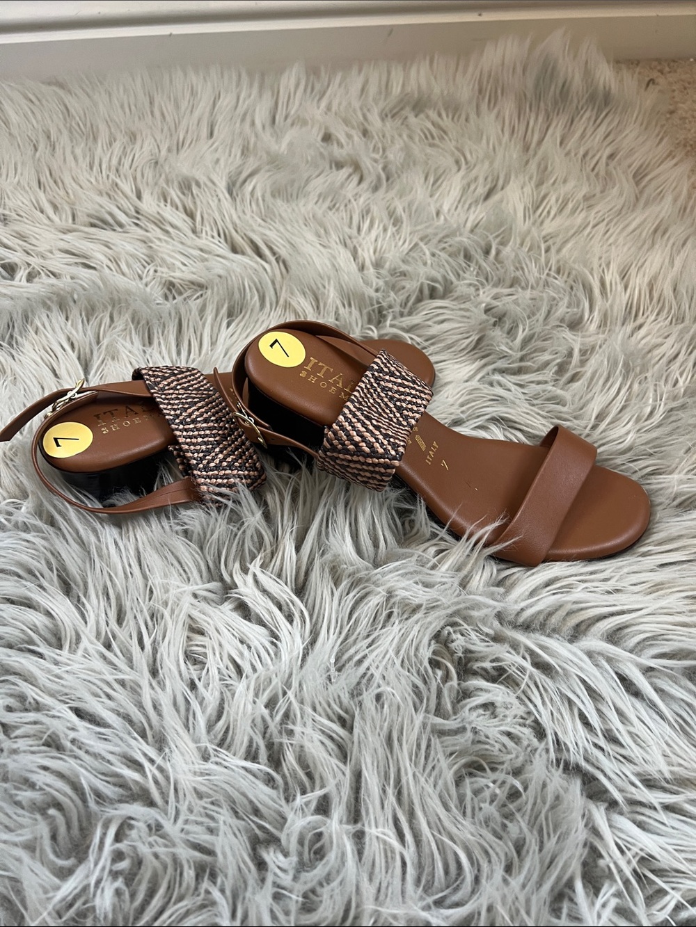 Italian Shoemakers Brown Woven Strap Women's Sandals